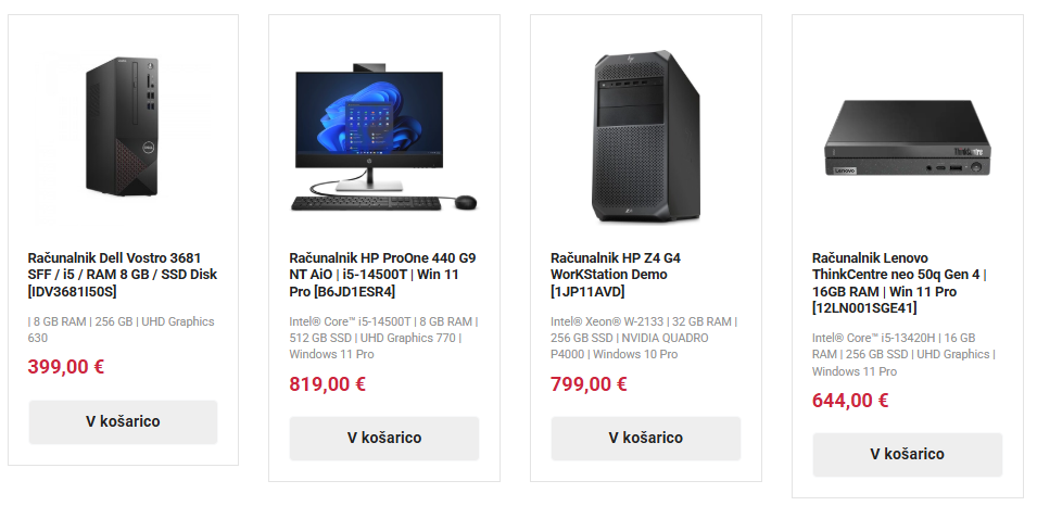 Slika screenshot kategorije računalniki z integriranim linkom